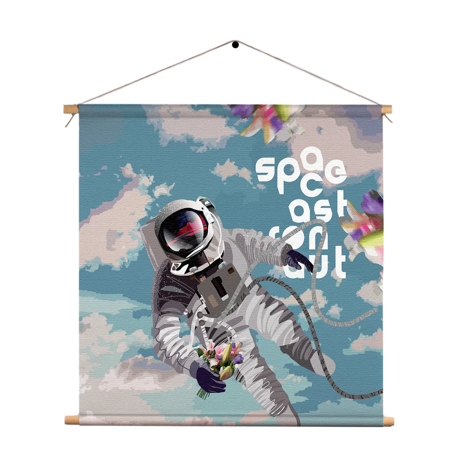 Textielposter Astronaut in de ruimte Vierkant Template TP Vierkant Ruimtevaart 11 1
