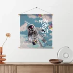 Textielposter Astronaut in de ruimte Vierkant Template TP Vierkant Ruimtevaart 11 2