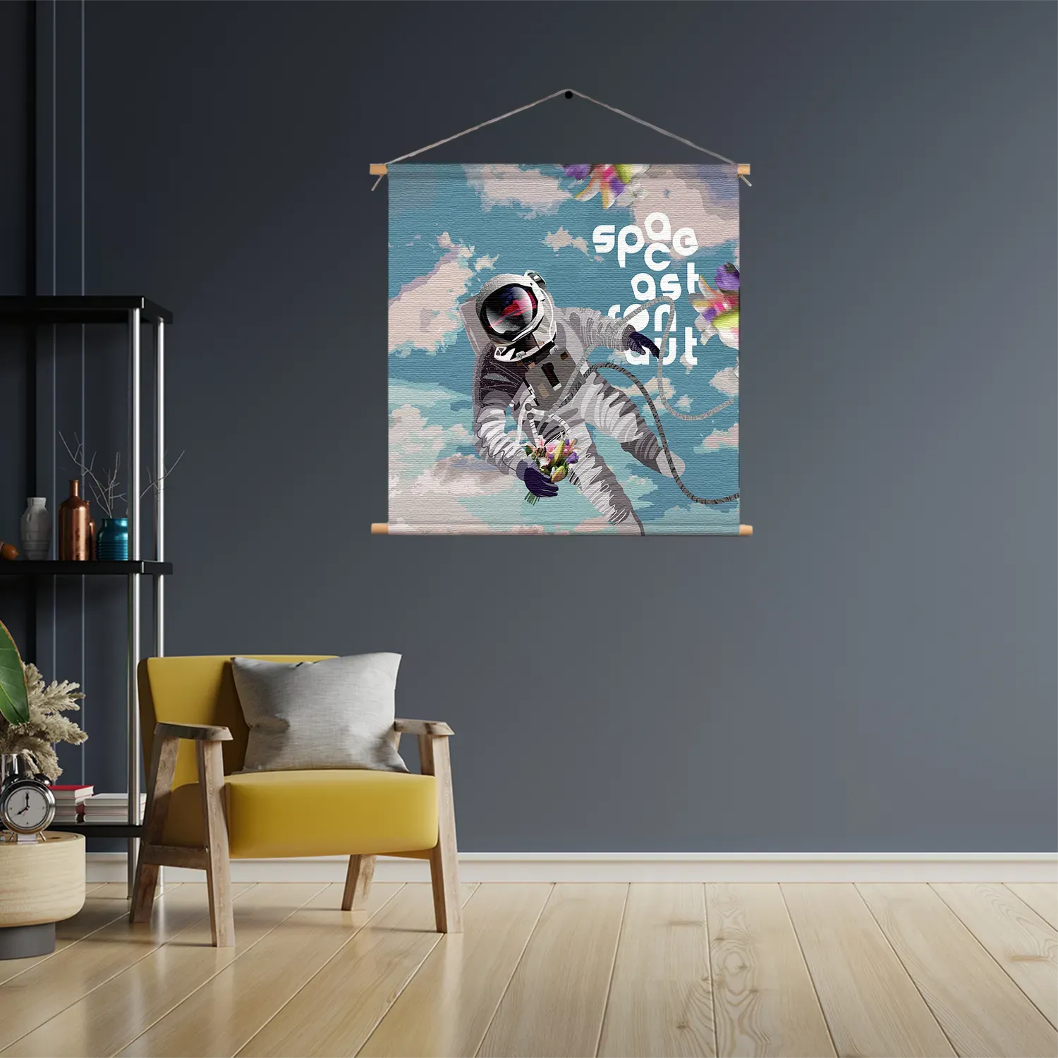 Textielposter Astronaut in de ruimte Vierkant Template TP Vierkant Ruimtevaart 11 3
