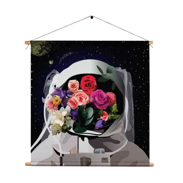 Textielposter The love astronaut Vierkant Template TP Vierkant Ruimtevaart 12 1