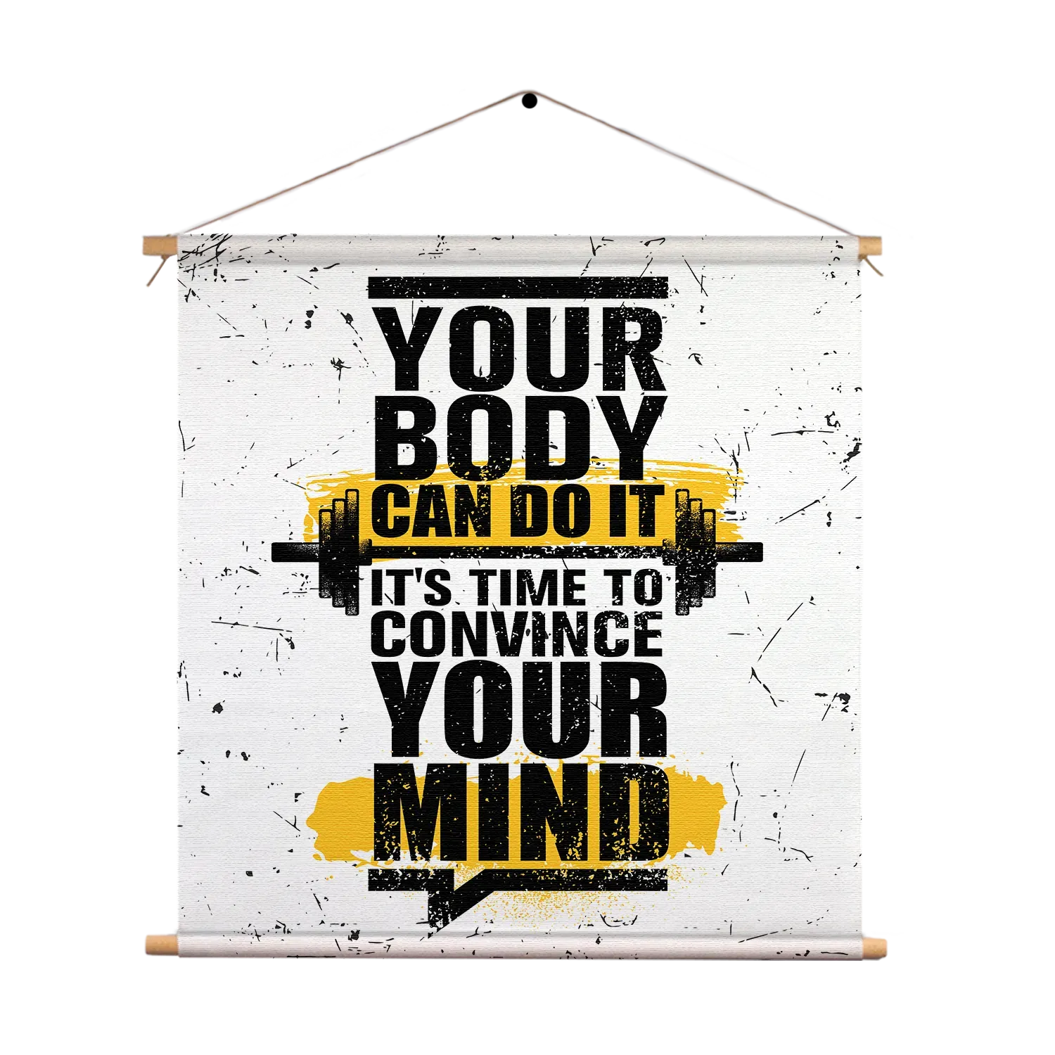 Textielposter You Body Can Do It, It's Time To Convince Your Mind Vierkant Template TP Vierkant Sport 14 1