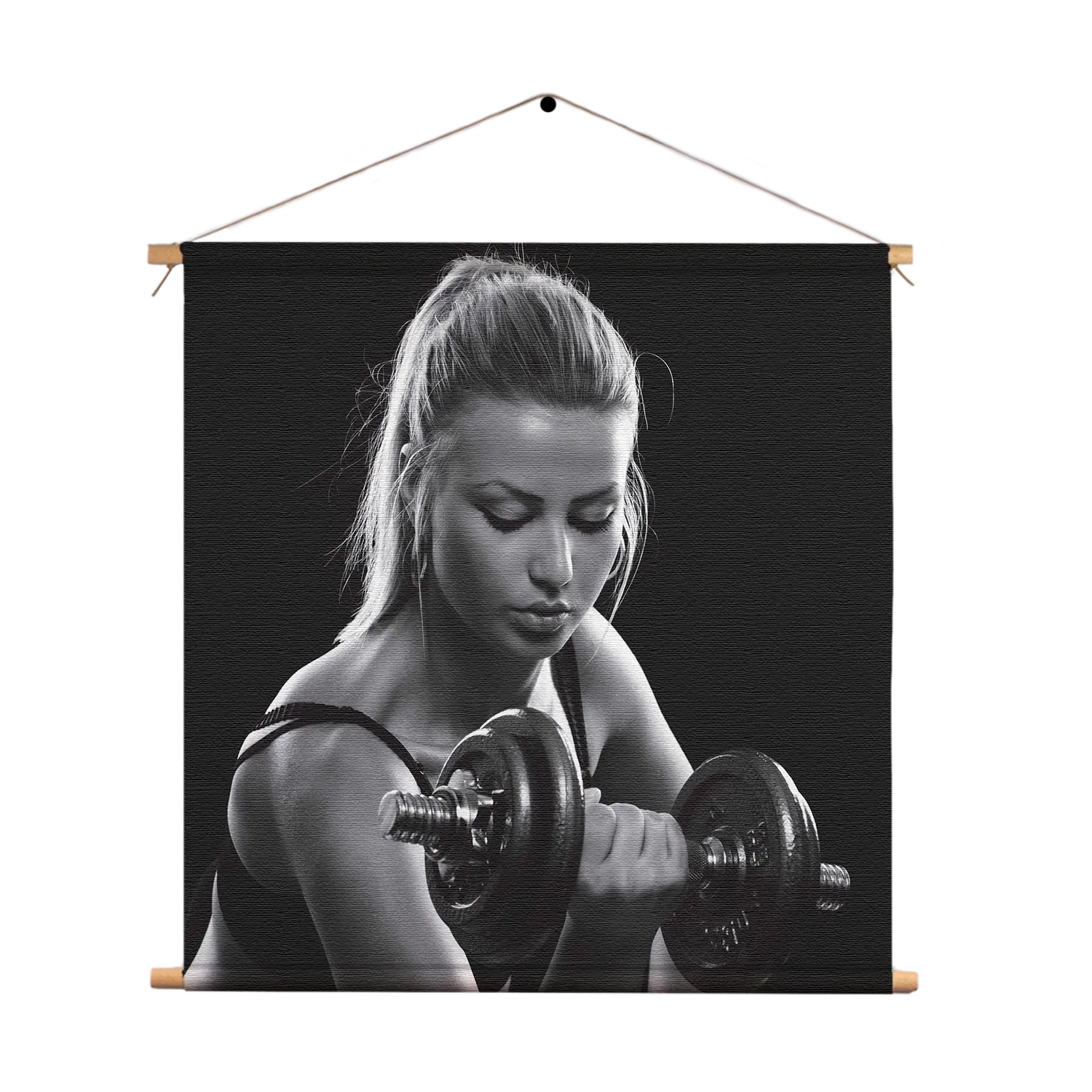 Template_TP_Vierkant_Sport_7-1 Textielposter Sexy Vrouw Heft Gewicht Met Halter Vierkant Template TP Vierkant Sport 7 1