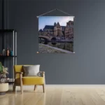 Textielposter Middeleeuwse Kathedraal en Brug Gent Vierkant Template TP Vierkant Steden 100 3