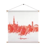 Textielposter Skyline Nijmgen Watercolor Paint Vierkant Template TP Vierkant Steden 12 1