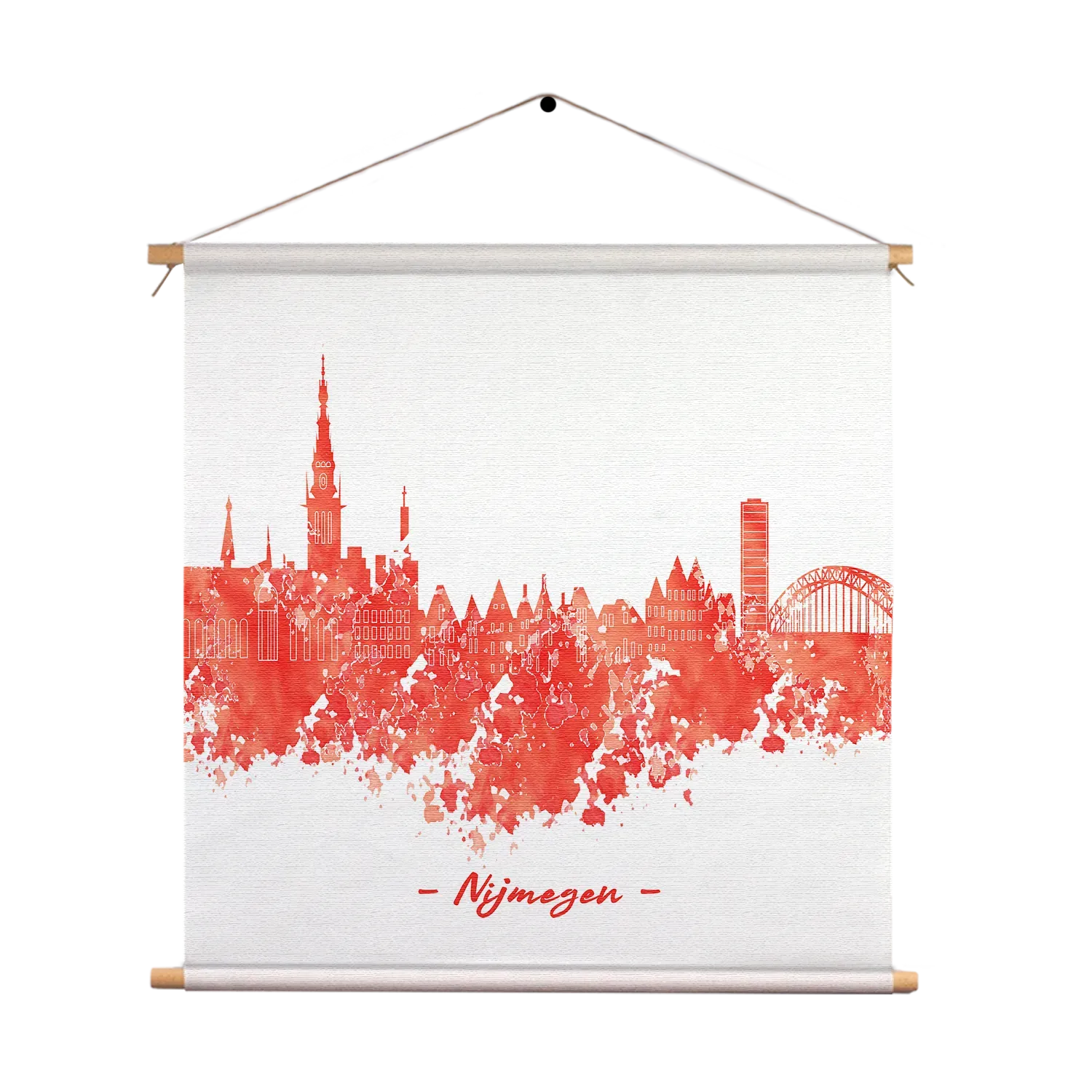 Textielposter Skyline Nijmgen Watercolor Paint Vierkant Template TP Vierkant Steden 12 1