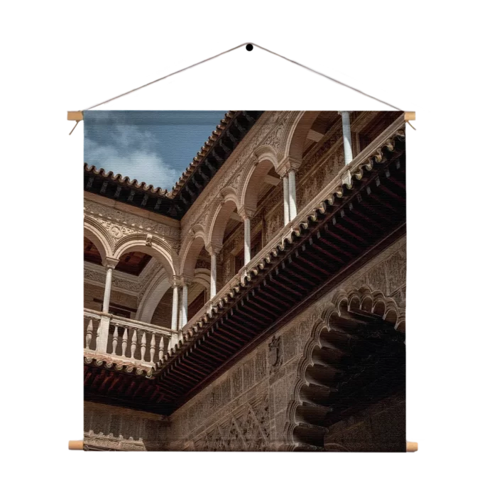 Textielposter Koninklijk Paleis van Sevilla Vierkant Template TP Vierkant Steden 15 1
