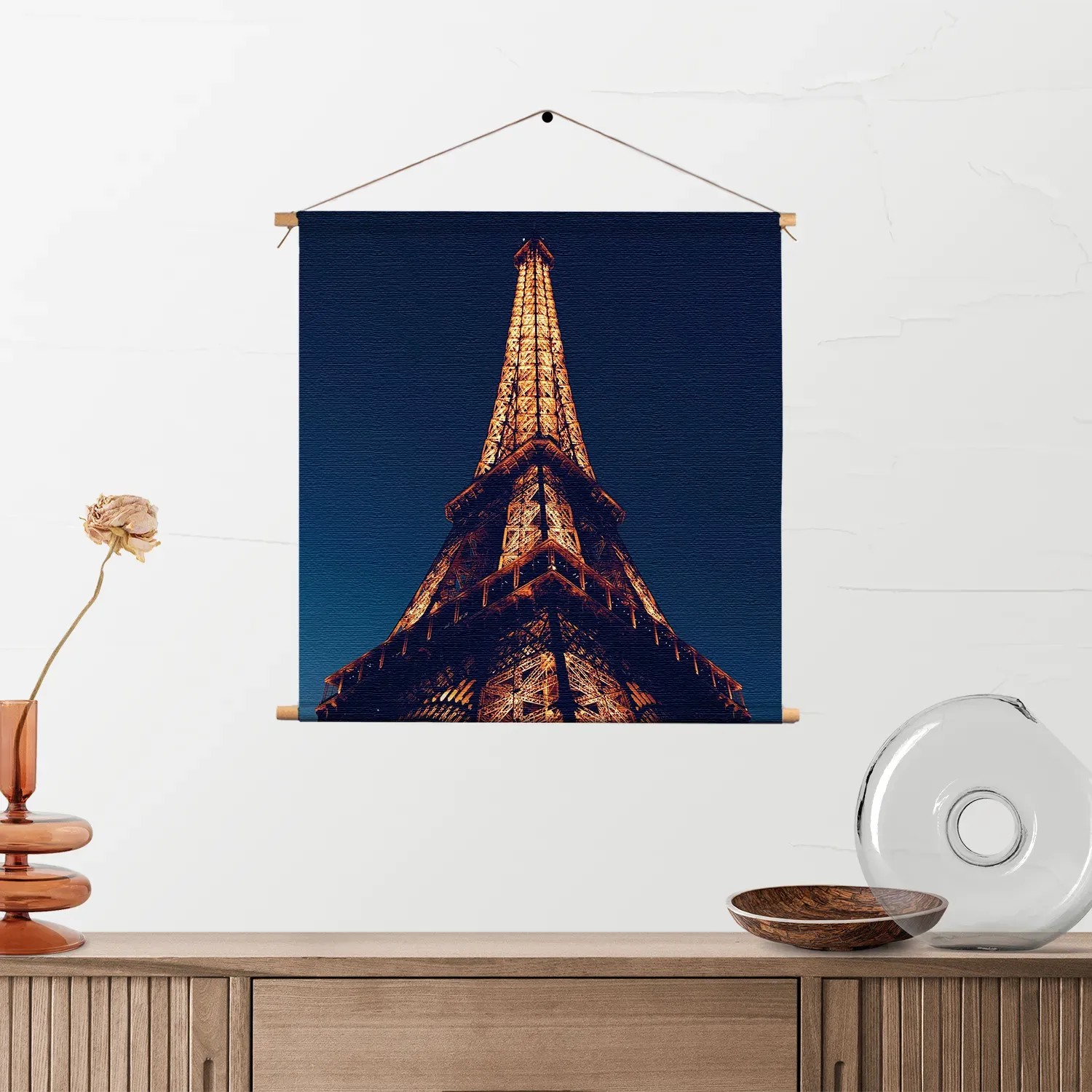 Textielposter Eiffeltoren Parijs at Night Vierkant Template TP Vierkant Steden 23 2
