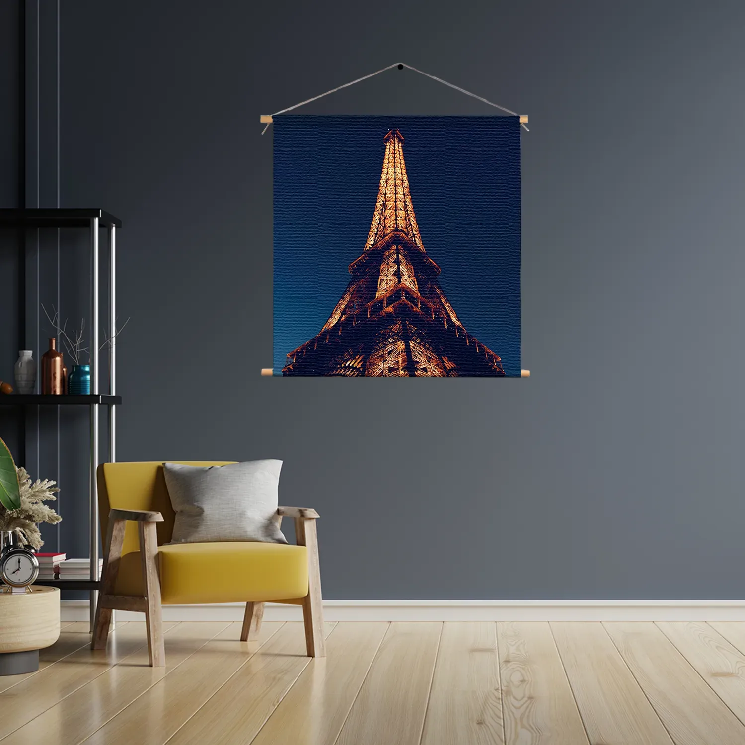 Textielposter Eiffeltoren Parijs at Night Vierkant Template TP Vierkant Steden 23 3