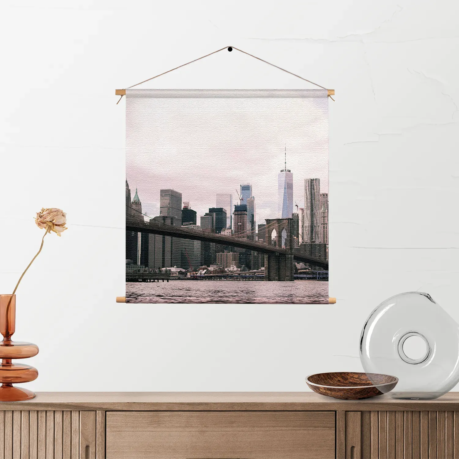 Textielposter Brooklyn Bridge New York Vierkant Template TP Vierkant Steden 24 2