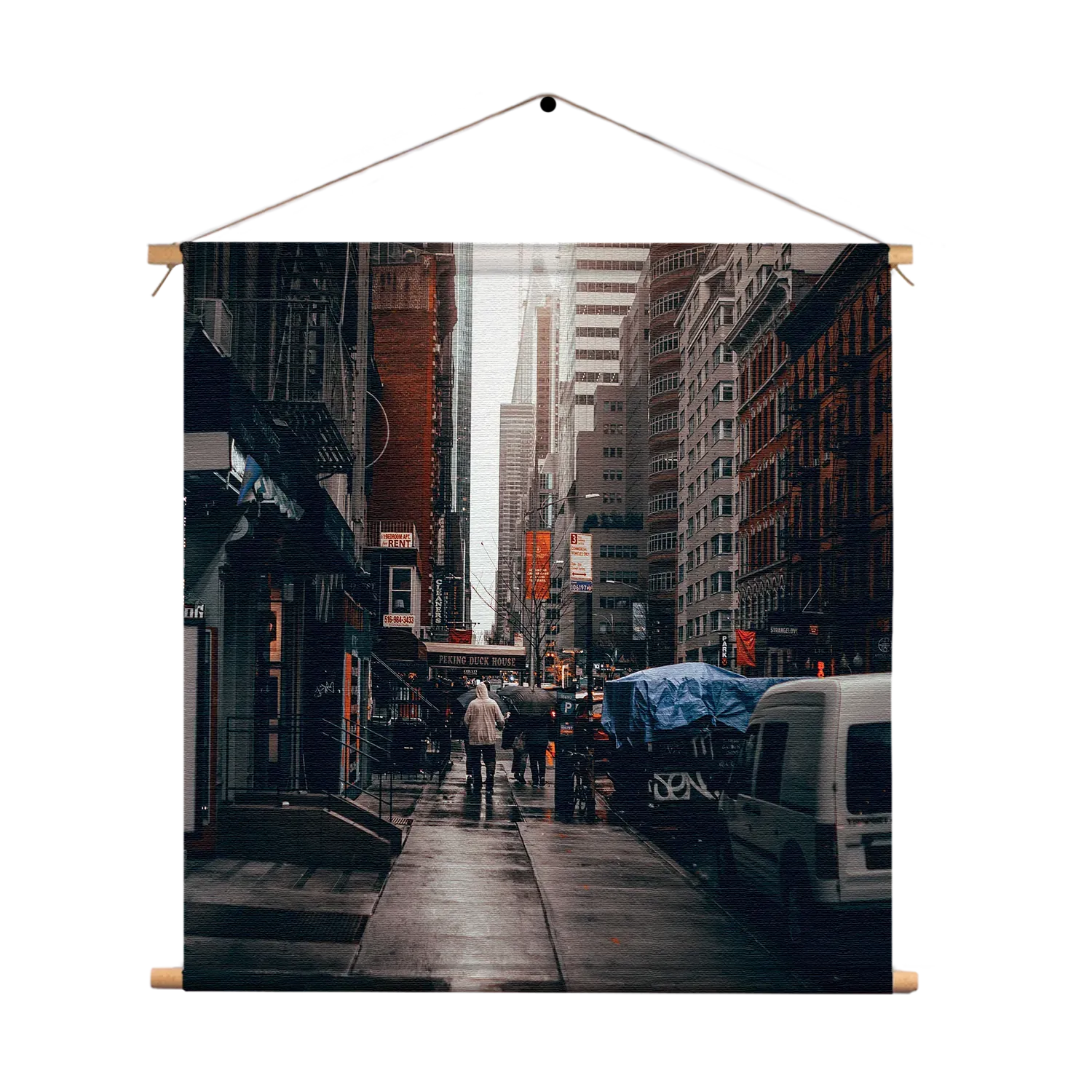 Textielposter New York Raining Day Vierkant Template TP Vierkant Steden 27 1