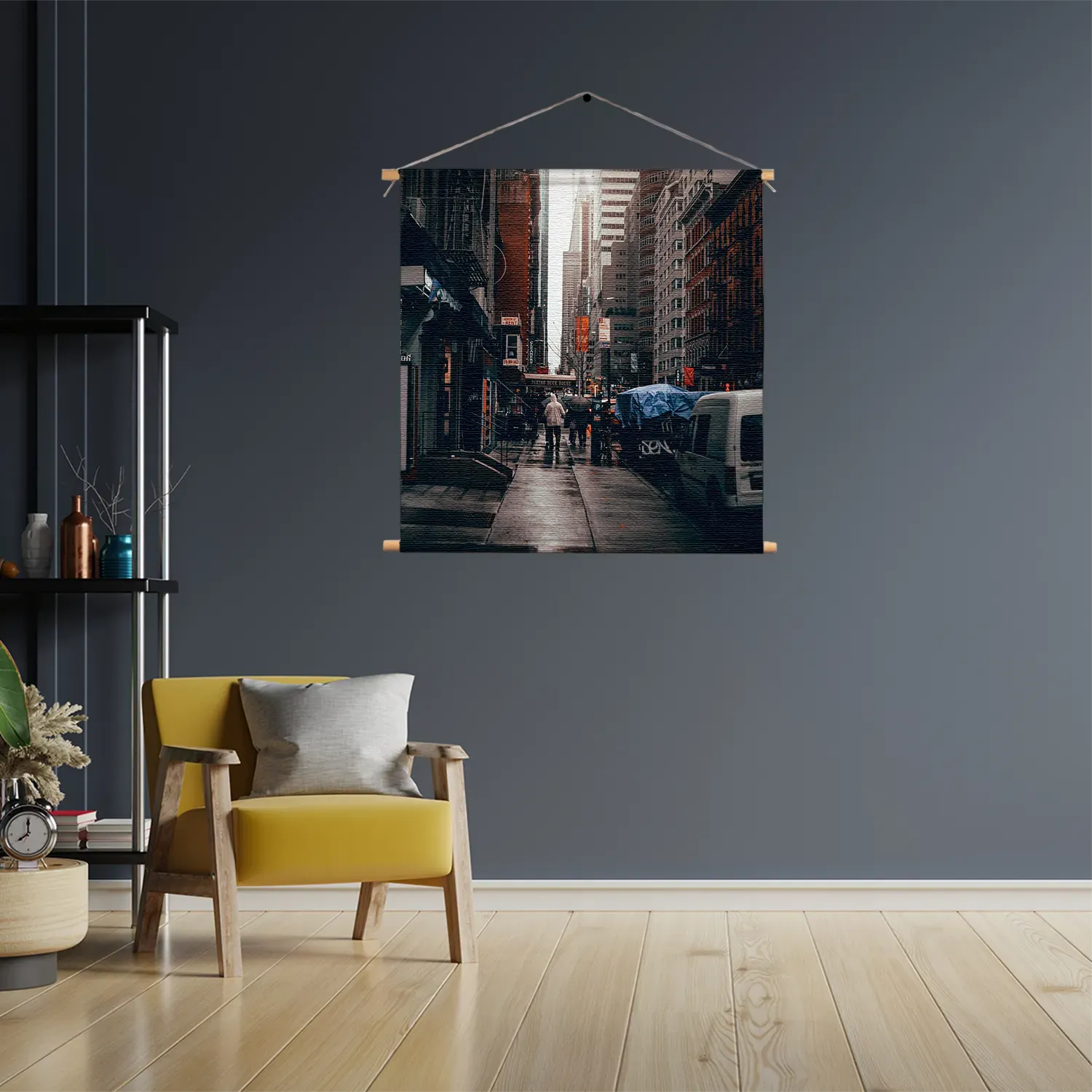 Textielposter New York Raining Day Vierkant Template TP Vierkant Steden 27 3