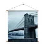 Textielposter Brooklyn Bridge New York Zwart Wit Vierkant Template TP Vierkant Steden 28 1