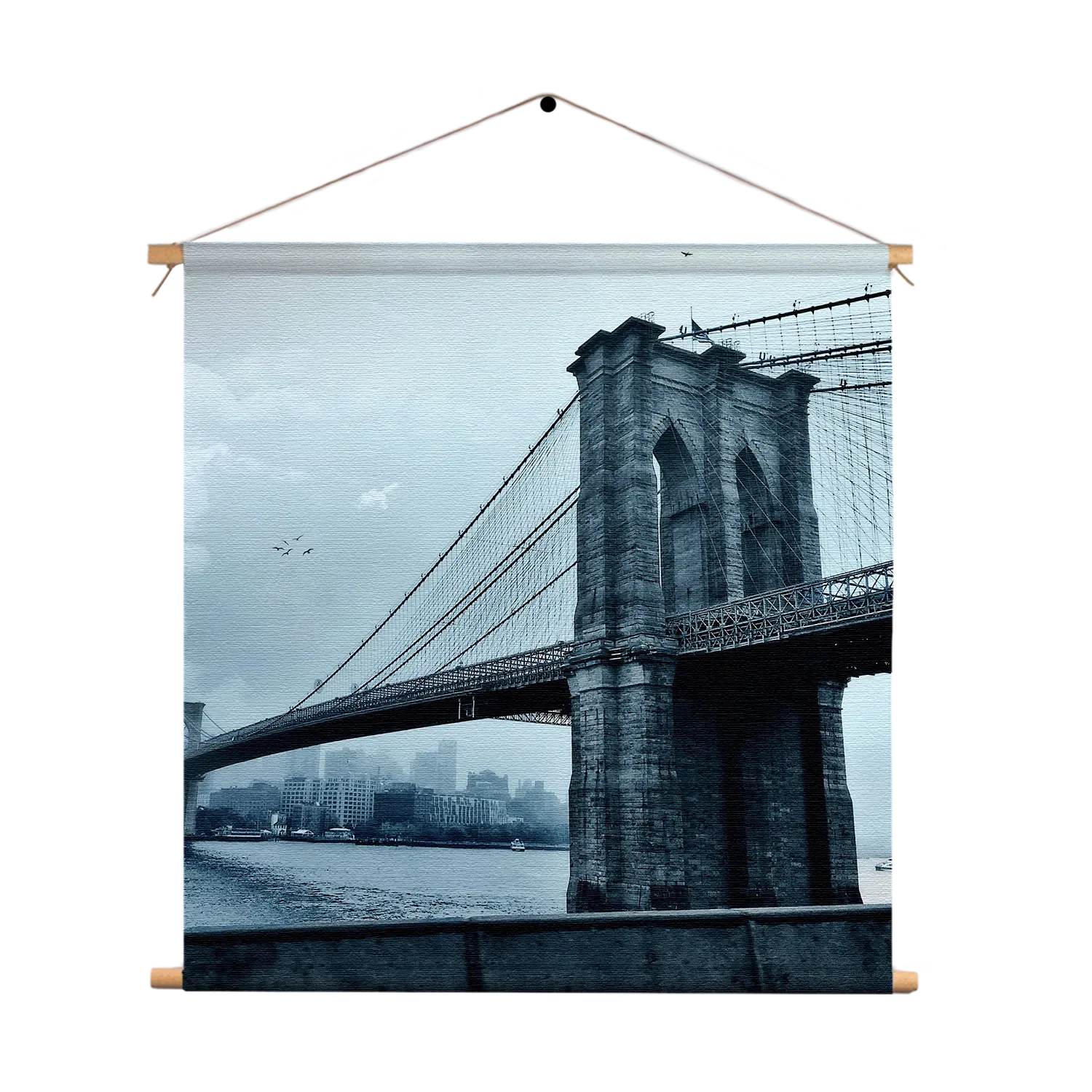 Textielposter Brooklyn Bridge New York Zwart Wit Vierkant Template TP Vierkant Steden 28 1