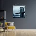 Textielposter Brooklyn Bridge New York Zwart Wit Vierkant Template TP Vierkant Steden 28 3