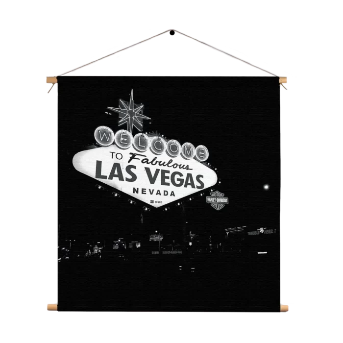 Textielposter Welcome to Fabulous Las Vegas Zwart Wit Vierkant Template TP Vierkant Steden 30 1