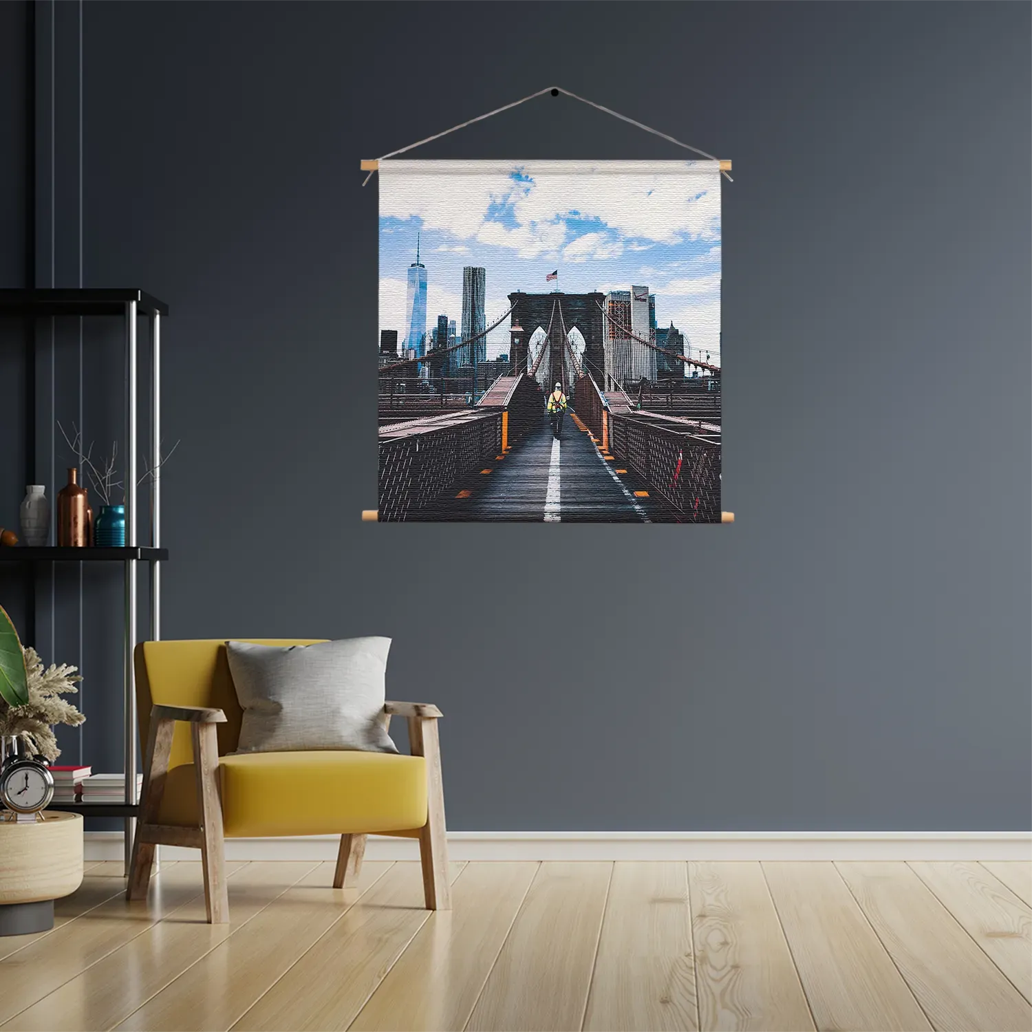 Textielposter Brooklyn Bridge New York Daglicht Vierkant Template TP Vierkant Steden 32 3