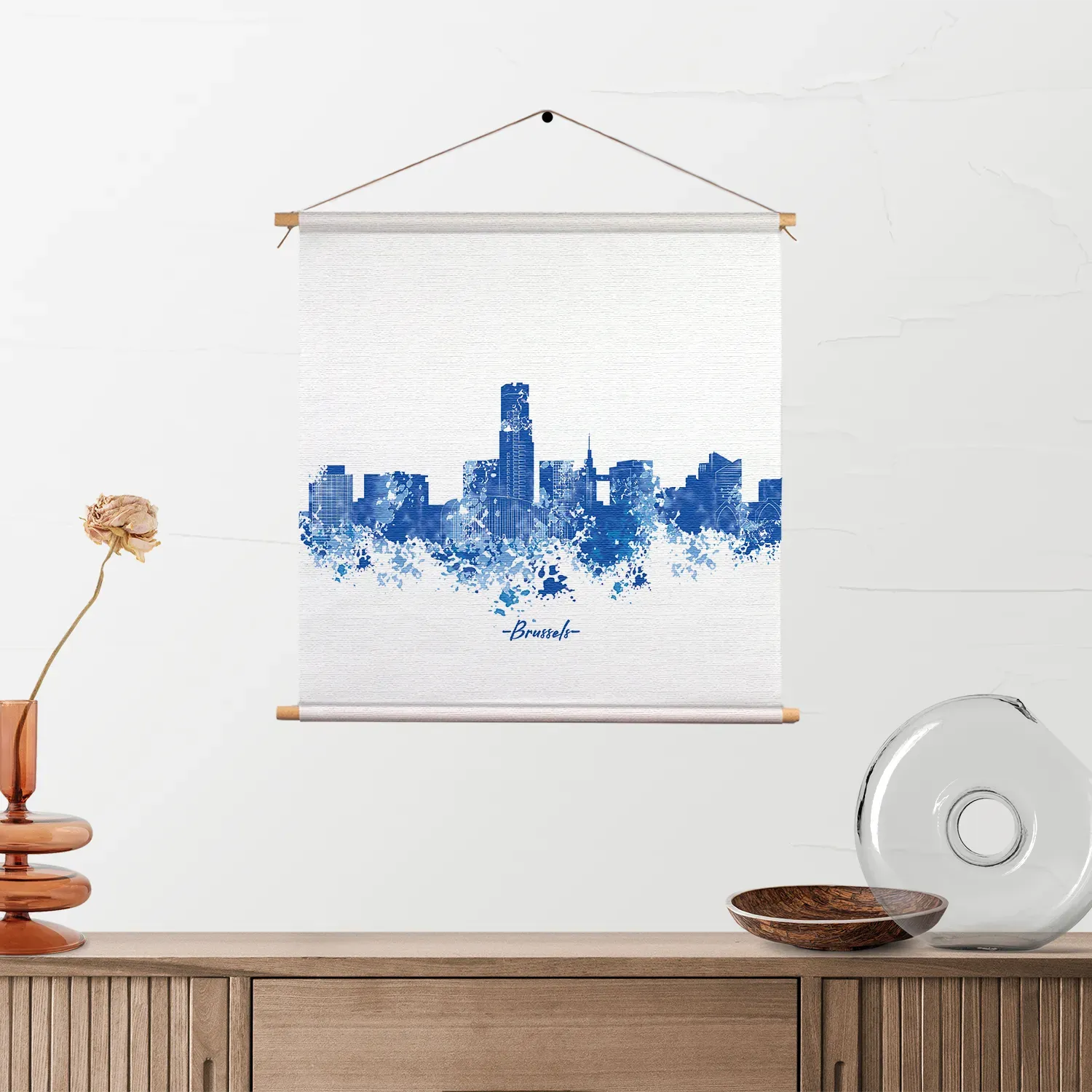 Template_TP_Vierkant_Steden_4-2 Textielposter Skyline Brussels Watercolor Paint Vierkant Template TP Vierkant Steden 4 2