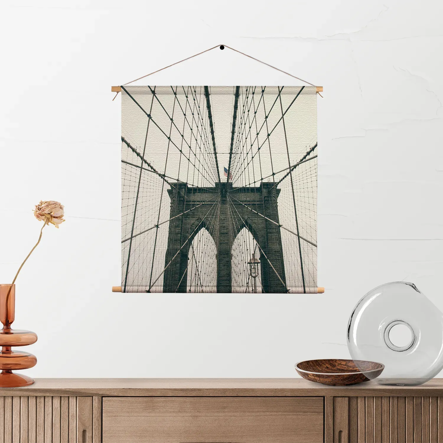 Textielposter Brooklyn Bridge New York City Vierkant Template TP Vierkant Steden 41 2
