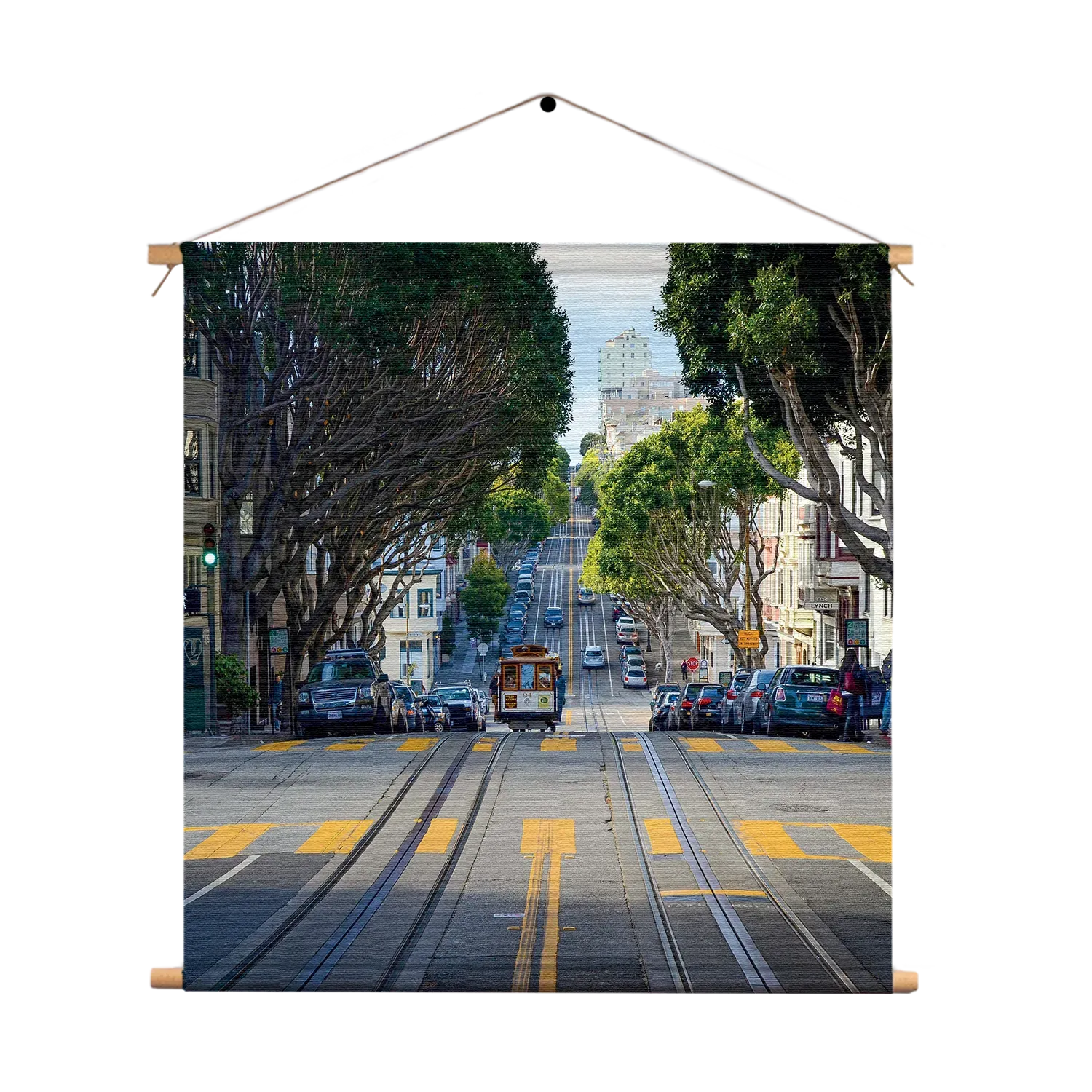 Textielposter San Francisco Tram Vierkant Template TP Vierkant Steden 44 1
