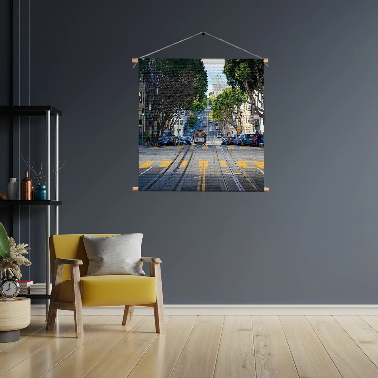 Textielposter San Francisco Tram Vierkant Template TP Vierkant Steden 44 3