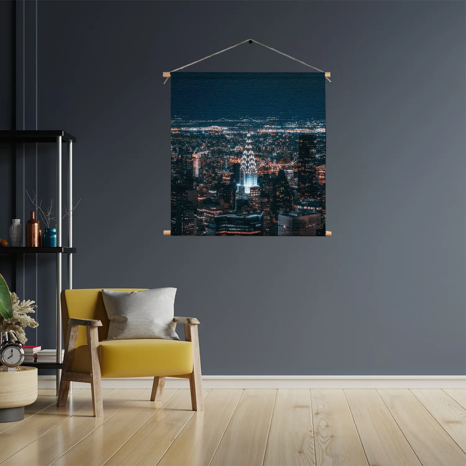 Textielposter Chrysler Building New York at Night Vierkant Template TP Vierkant Steden 46 3