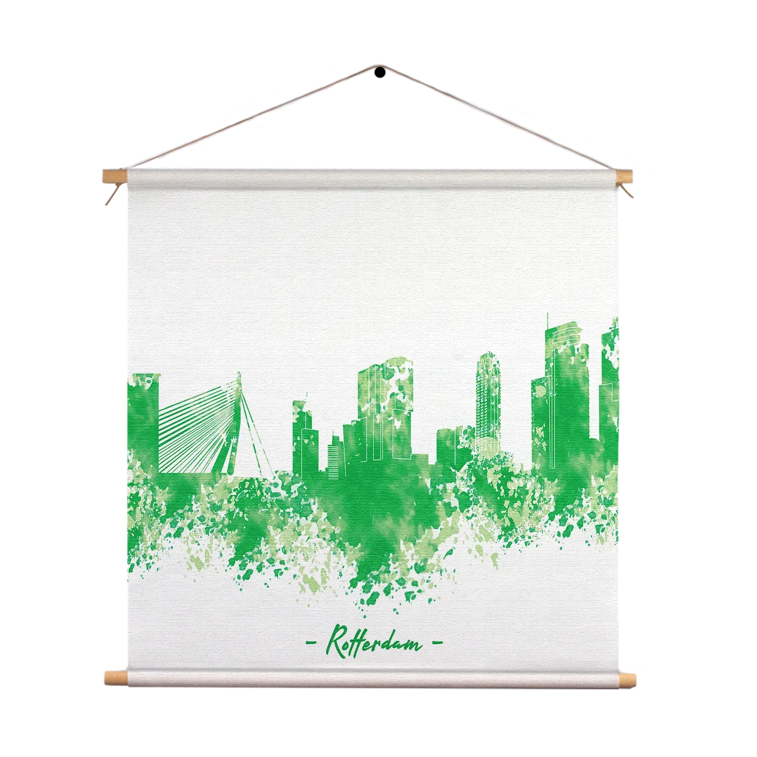 Textielposter Skyline Rotterdam Watercolor Paint Vierkant Template TP Vierkant Steden 53. 1