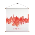 Textielposter Skyline 's-Hertogenbosch Watercolor Paint Vierkant Template TP Vierkant Steden 54. 1