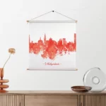 Textielposter Skyline 's-Hertogenbosch Watercolor Paint Vierkant Template TP Vierkant Steden 54. 2