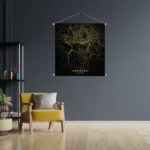 Textielposter Hamburg Plattegrond Zwart Geel Vierkant Template TP Vierkant Steden 66 3