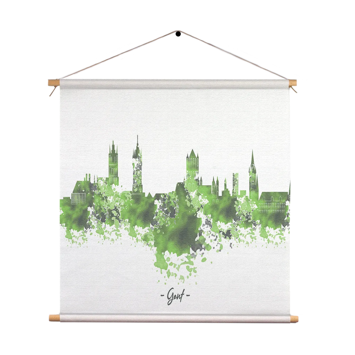 Textielposter Skyline Gent Watercolor Paint Vierkant Template TP Vierkant Steden 7 1