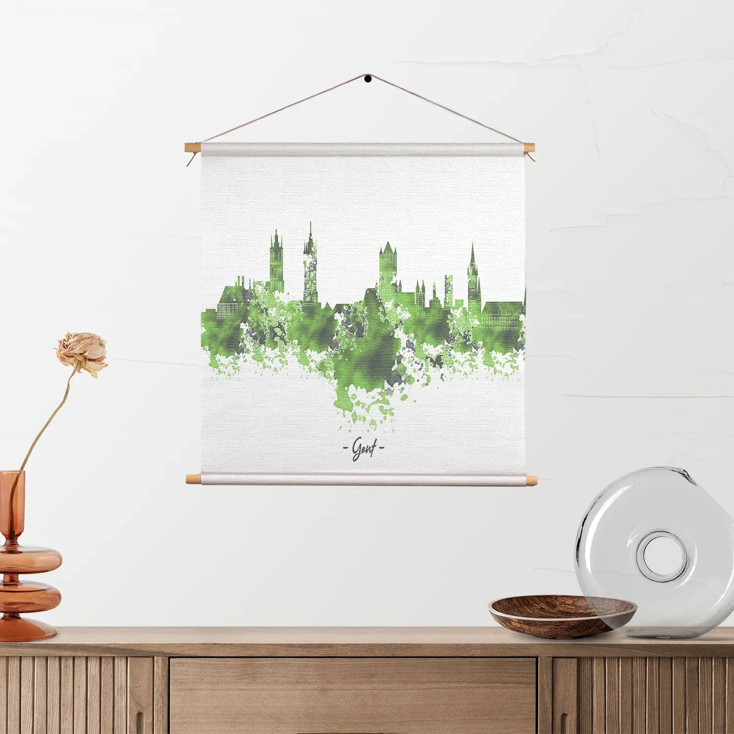 Textielposter Skyline Gent Watercolor Paint Vierkant Template TP Vierkant Steden 7 2