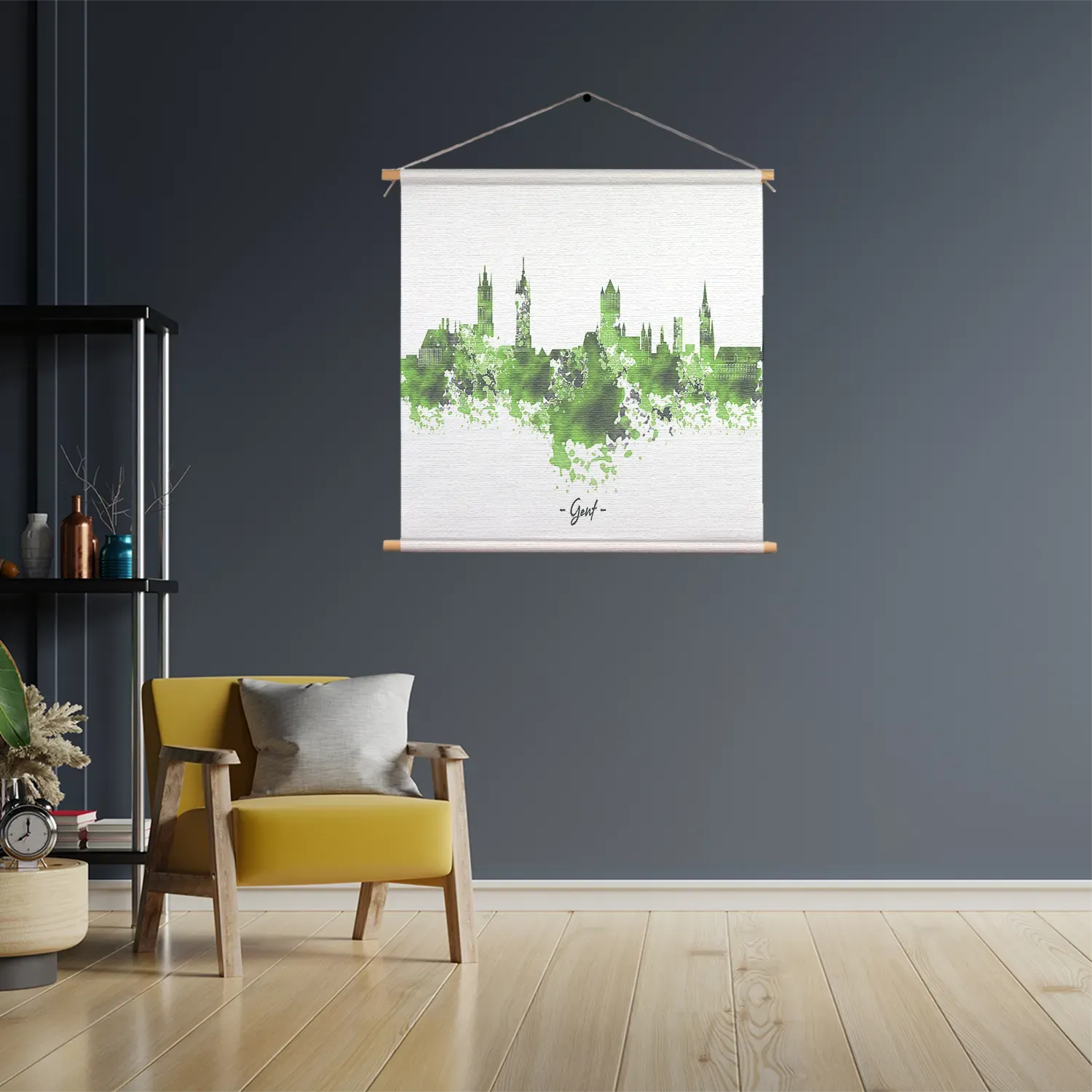 Textielposter Skyline Gent Watercolor Paint Vierkant Template TP Vierkant Steden 7 3