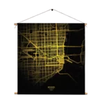 Textielposter Miami Plattegrond Zwart Geel Vierkant Template TP Vierkant Steden 71 1