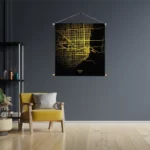Textielposter Miami Plattegrond Zwart Geel Vierkant Template TP Vierkant Steden 71 3