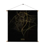 Textielposter Meppel Plattegrond Zwart Geel Vierkant Template TP Vierkant Steden 73 1