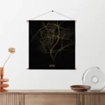 Textielposter Meppel Plattegrond Zwart Geel Vierkant Template TP Vierkant Steden 73 2
