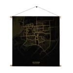Textielposter Lelystad Plattegrond Zwart Geel Vierkant Template TP Vierkant Steden 74 1