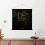 Textielposter Lelystad Plattegrond Zwart Geel Vierkant Template TP Vierkant Steden 74 2