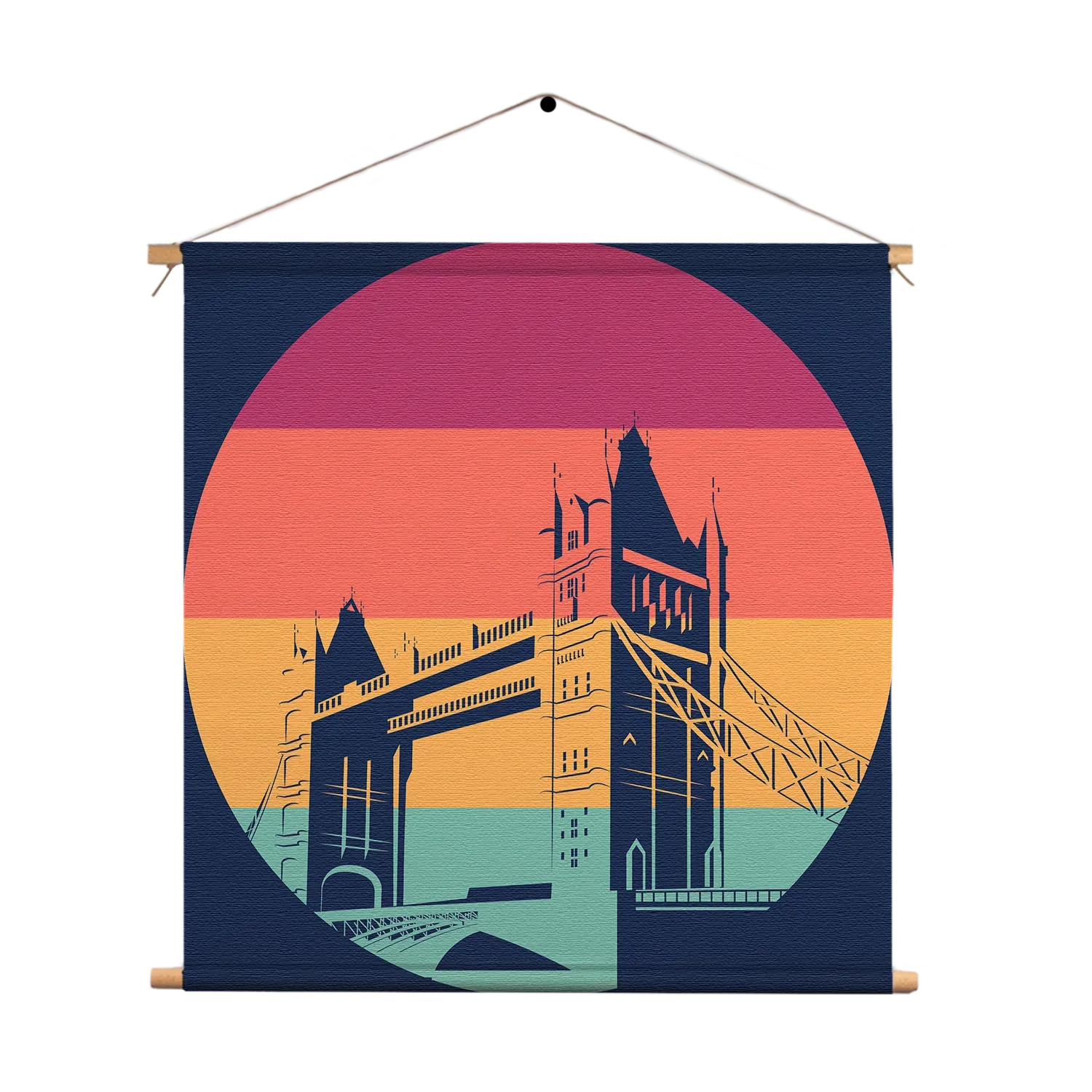 Textielposter London 1977 Illustratie Vierkant Template TP Vierkant Steden 9 1