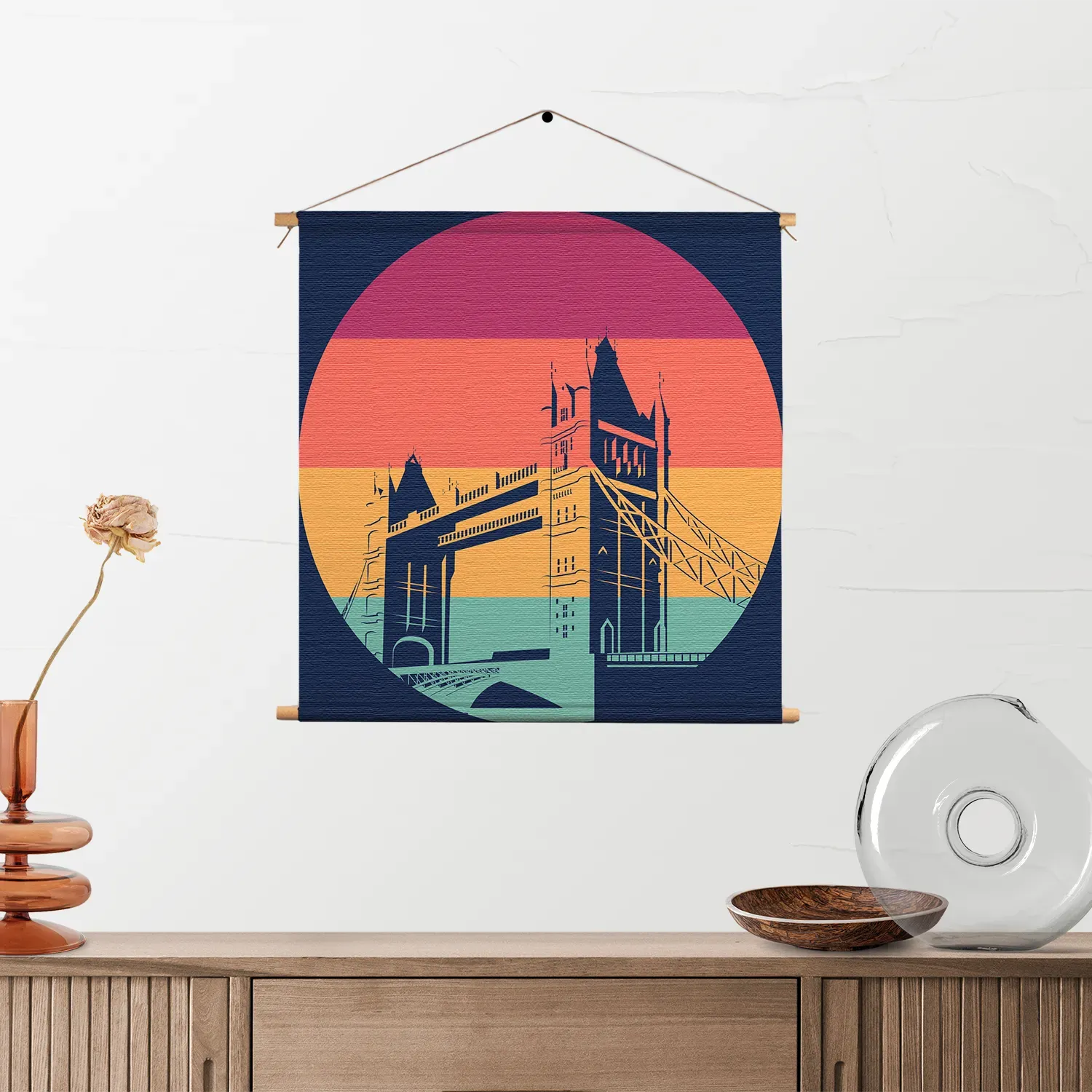 Textielposter London 1977 Illustratie Vierkant Template TP Vierkant Steden 9 2