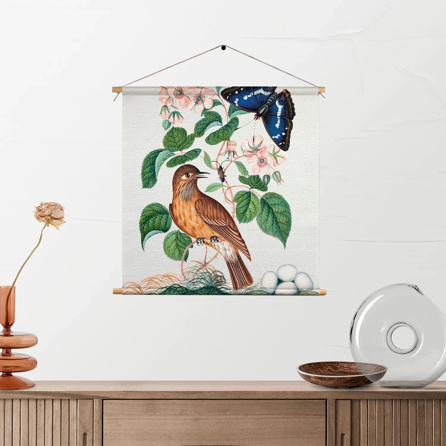 Template_TP_Vierkant_Vintage_1-2 Textielposter Prent Natuur Vogel en Bloemen 01 Vierkant Template TP Vierkant Vintage 1 2