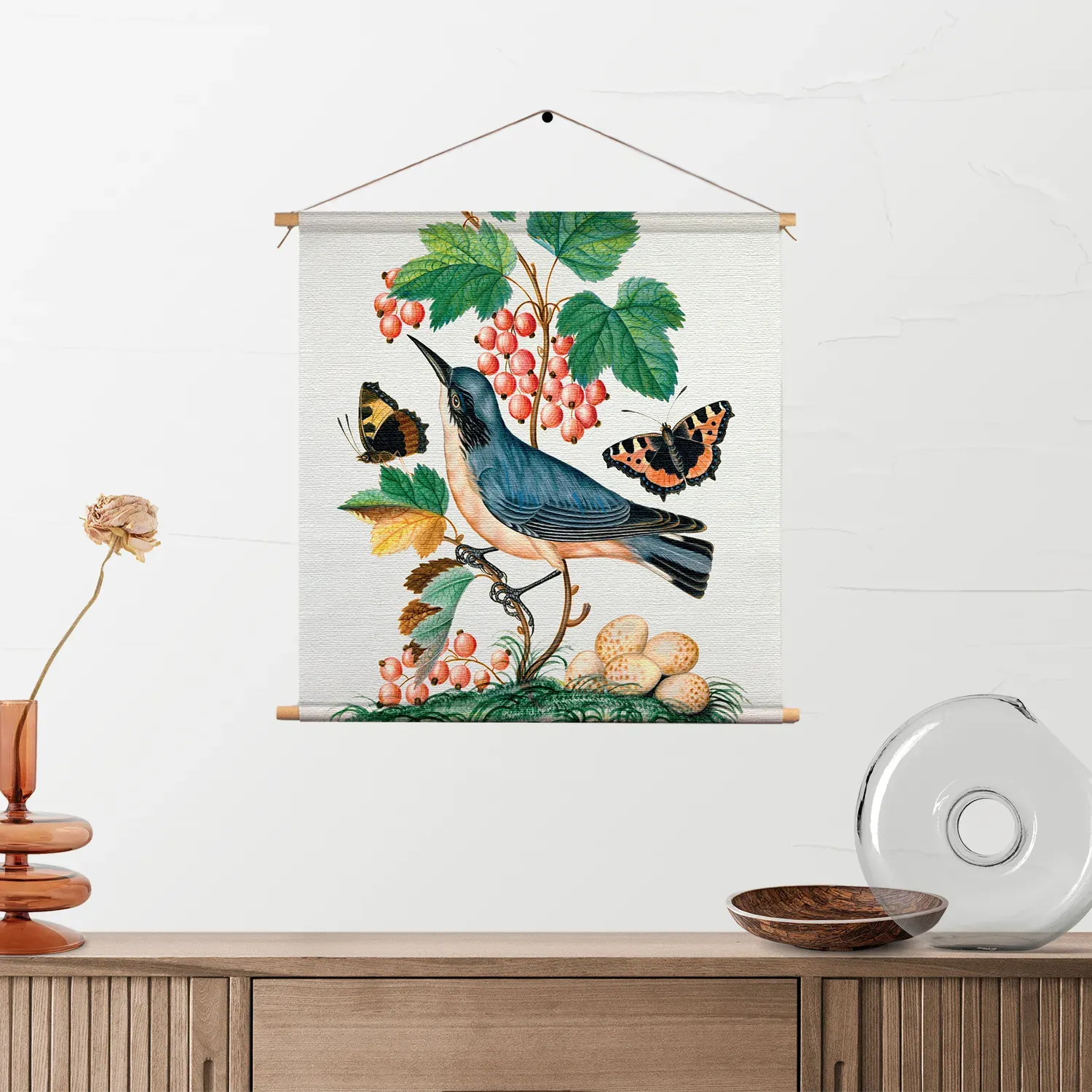 Textielposter Prent Natuur Vogel en Bloemen 10 Vierkant Template TP Vierkant Vintage 10 2