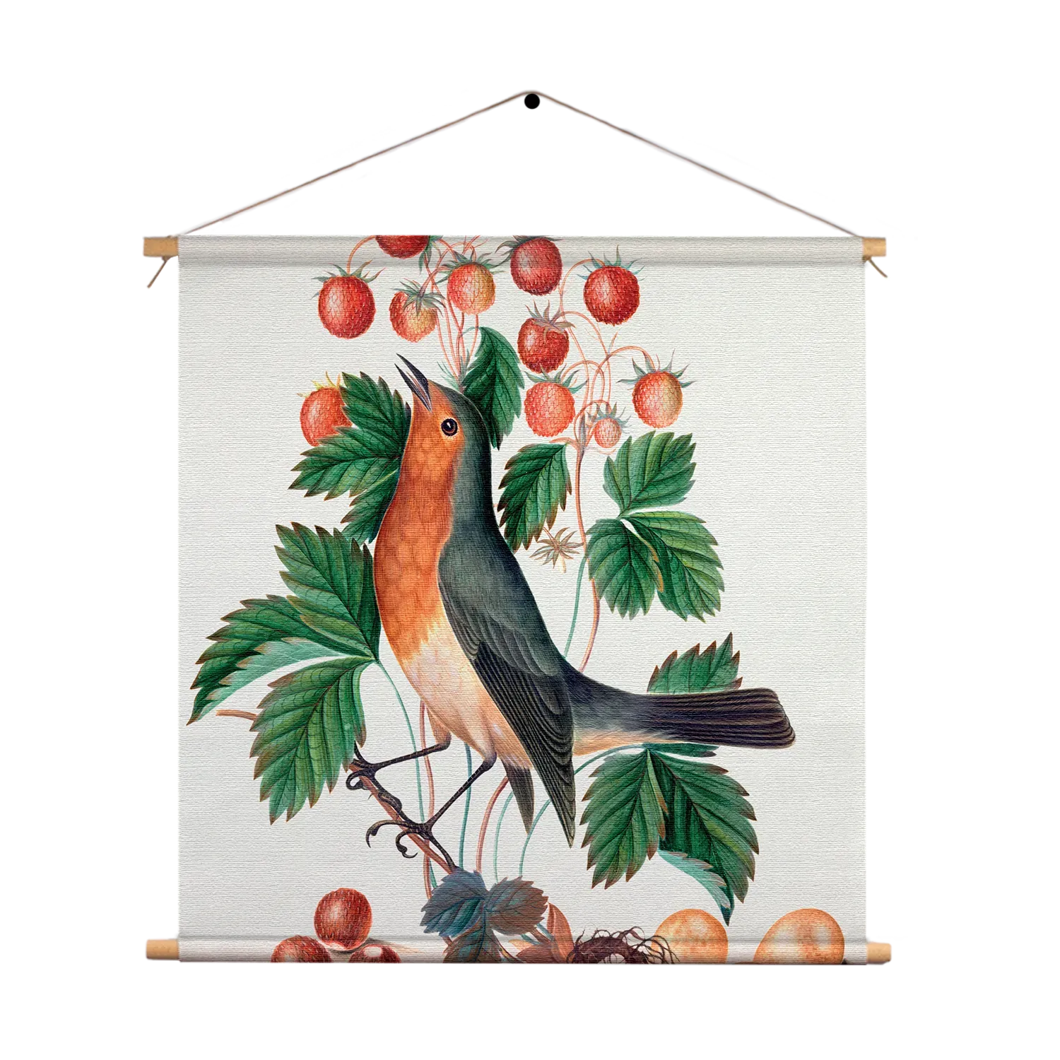 Textielposter Prent Natuur Vogel en Bloemen 11 Vierkant Template TP Vierkant Vintage 11 1
