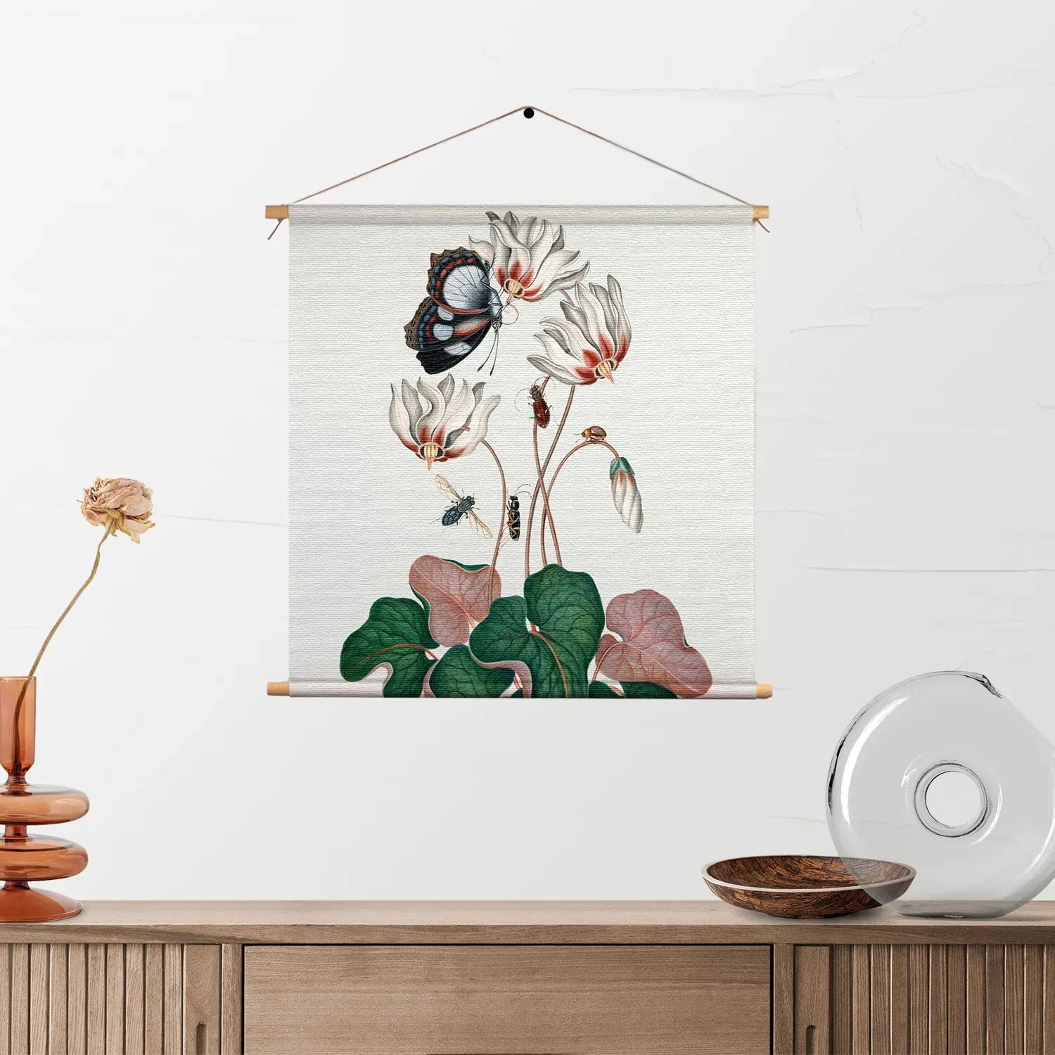 Textielposter Prent Natuur Vogel en Bloemen 12 Vierkant Template TP Vierkant Vintage 12 2