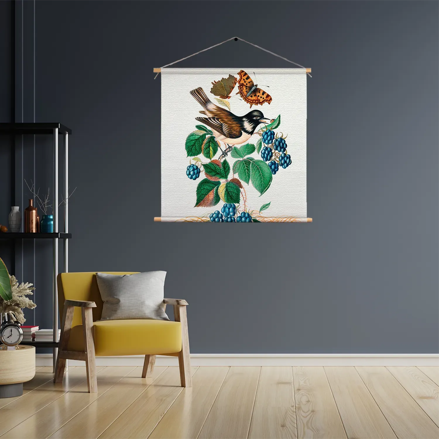 Textielposter Prent Natuur Vogel en Bloemen 14 Vierkant Template TP Vierkant Vintage 14 3