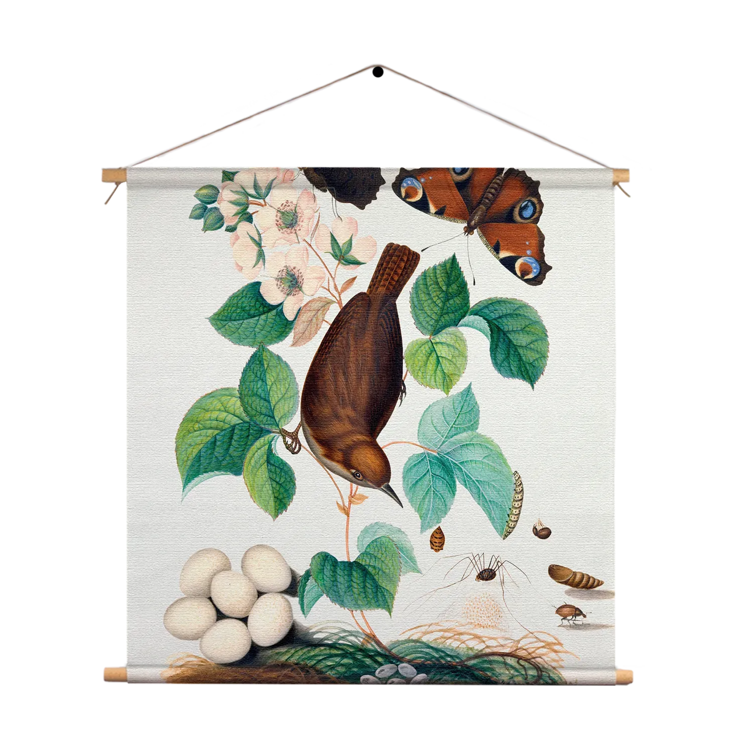 Textielposter Prent Natuur Vogel en Bloemen 03 Vierkant Template TP Vierkant Vintage 3 1