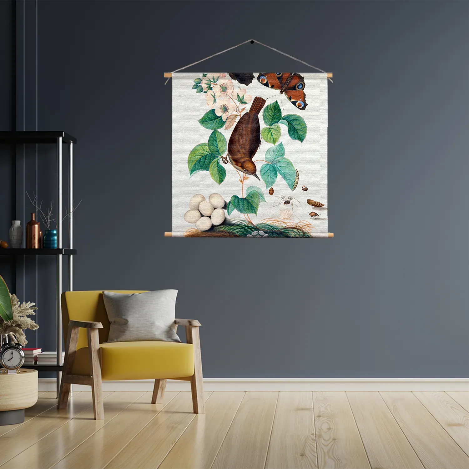 Textielposter Prent Natuur Vogel en Bloemen 03 Vierkant Template TP Vierkant Vintage 3 3