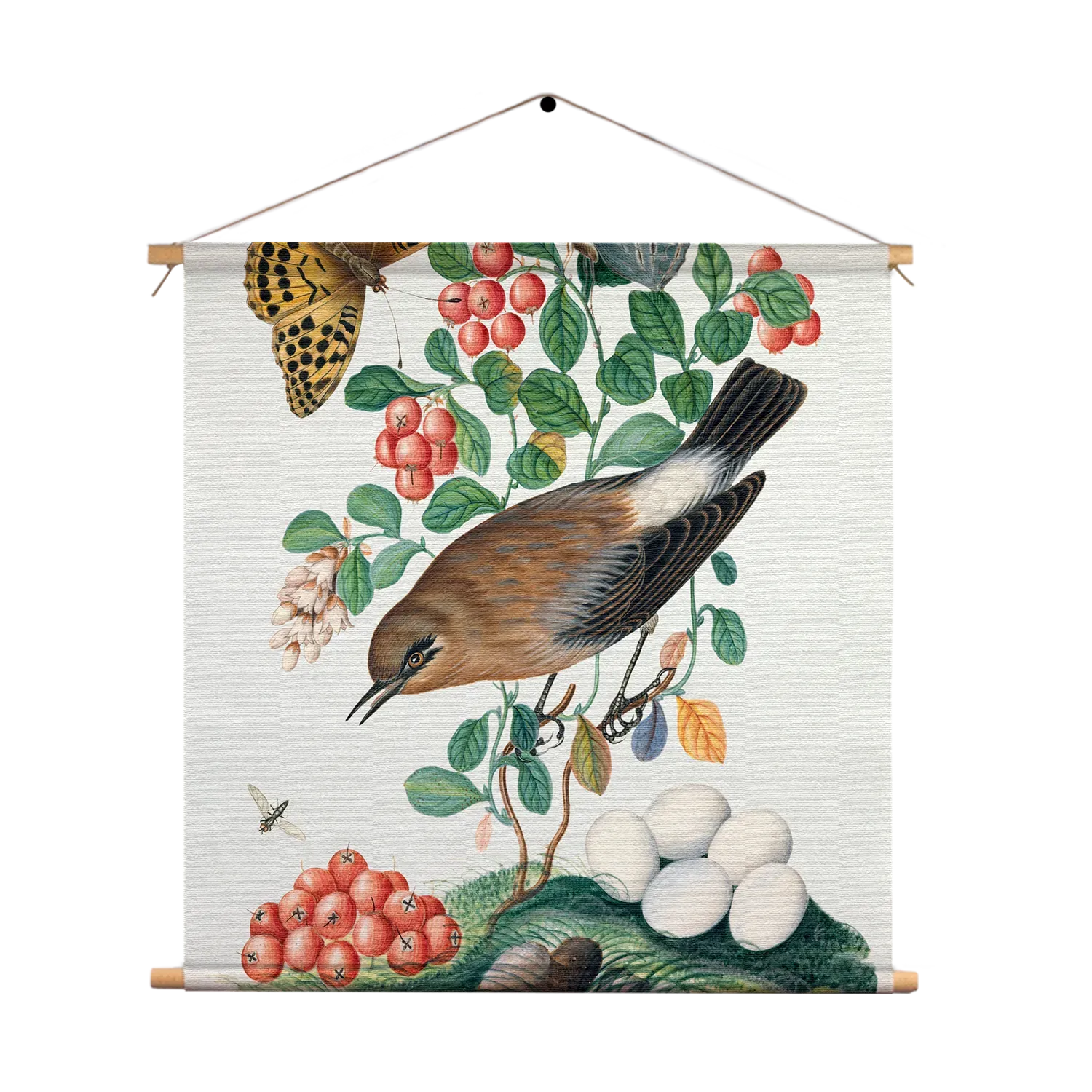 Textielposter Prent Natuur Vogel en Bloemen 05 Vierkant Template TP Vierkant Vintage 5 1