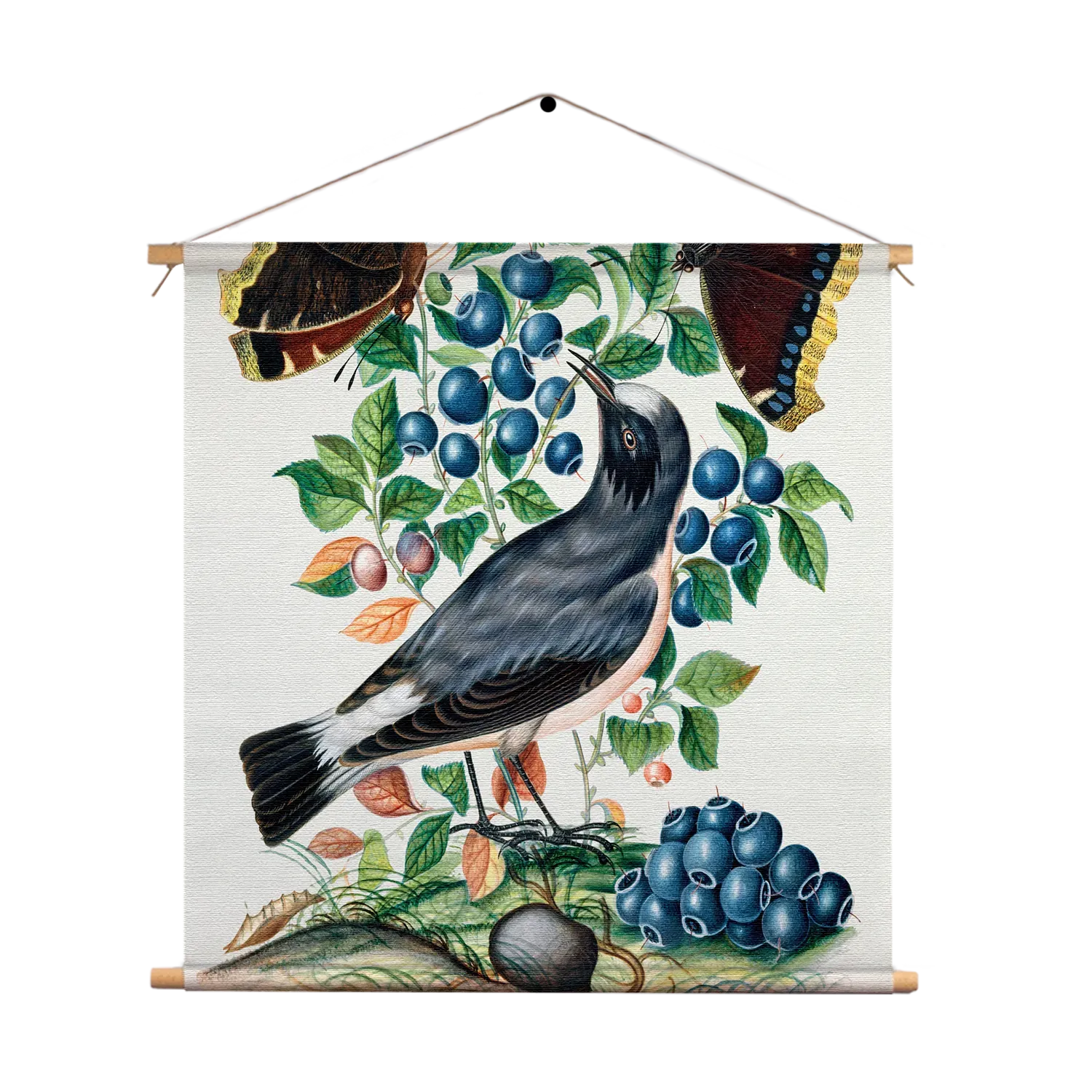 Textielposter Prent Natuur Vogel en Bloemen 06 Vierkant Template TP Vierkant Vintage 6 1
