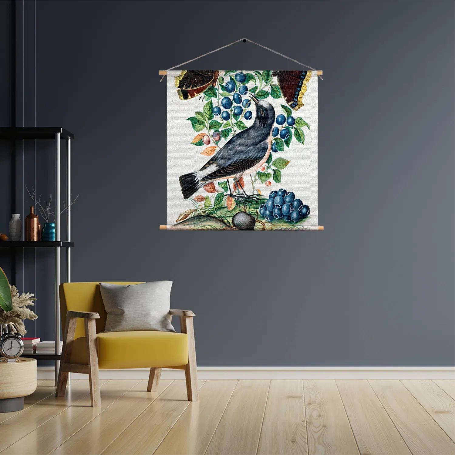 Textielposter Prent Natuur Vogel en Bloemen 06 Vierkant Template TP Vierkant Vintage 6 3